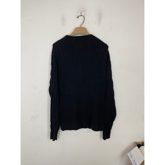 Brooks Brothers Golf Sweater XL Black Cable Knit Cotton Crewneck Mens Womens - Picture 5 of 9